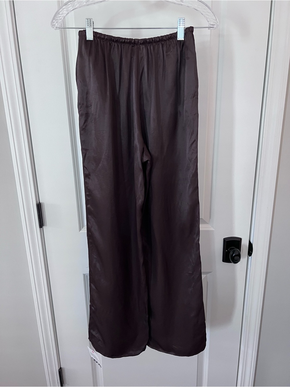 NWT ASOS Satin Wide Leg Pull On Pants Chocolate Brown Size XS - Picture 4 of 10